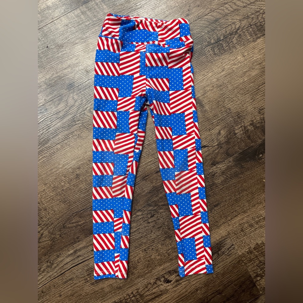 LulaRoe American Flag 4th of July Leggings Kids S/M